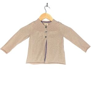 Mini Boden Cream/Lt Tan Shimmer Knit Button-Front Cardigan – 2–3Y